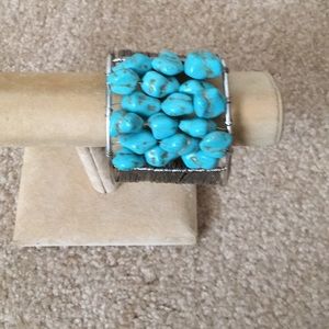 Silver & turquoise wired bracelet
